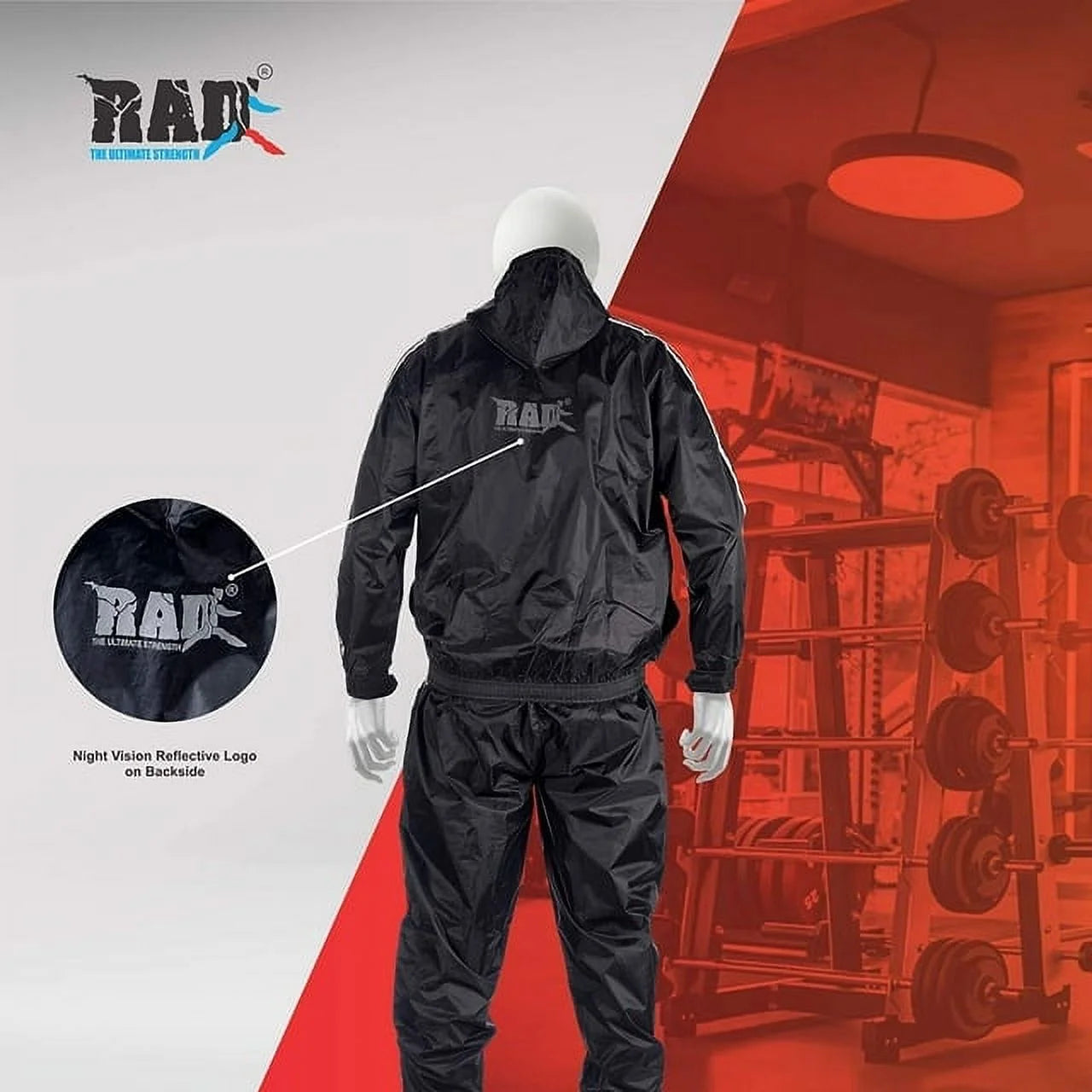 RAD Sauna Sweat Suit for Weight Loss - Increase Sweat and Burn Calories - with Hood (Red, 6XL)