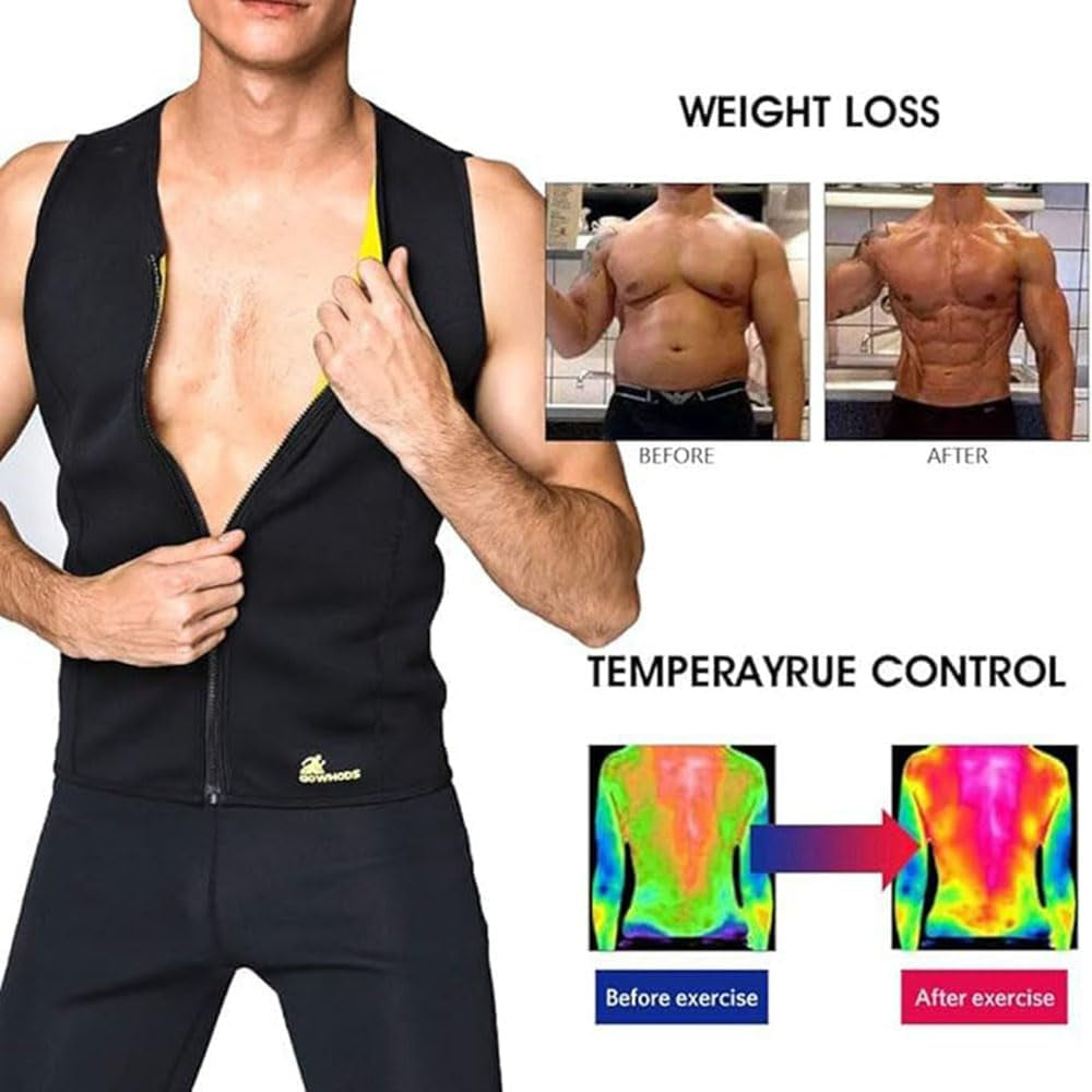 Waist Trainer Sweat Vest for Men,Hot Neoprene Sauna Tank Top Vest with Zipper,Gym Workout Suit