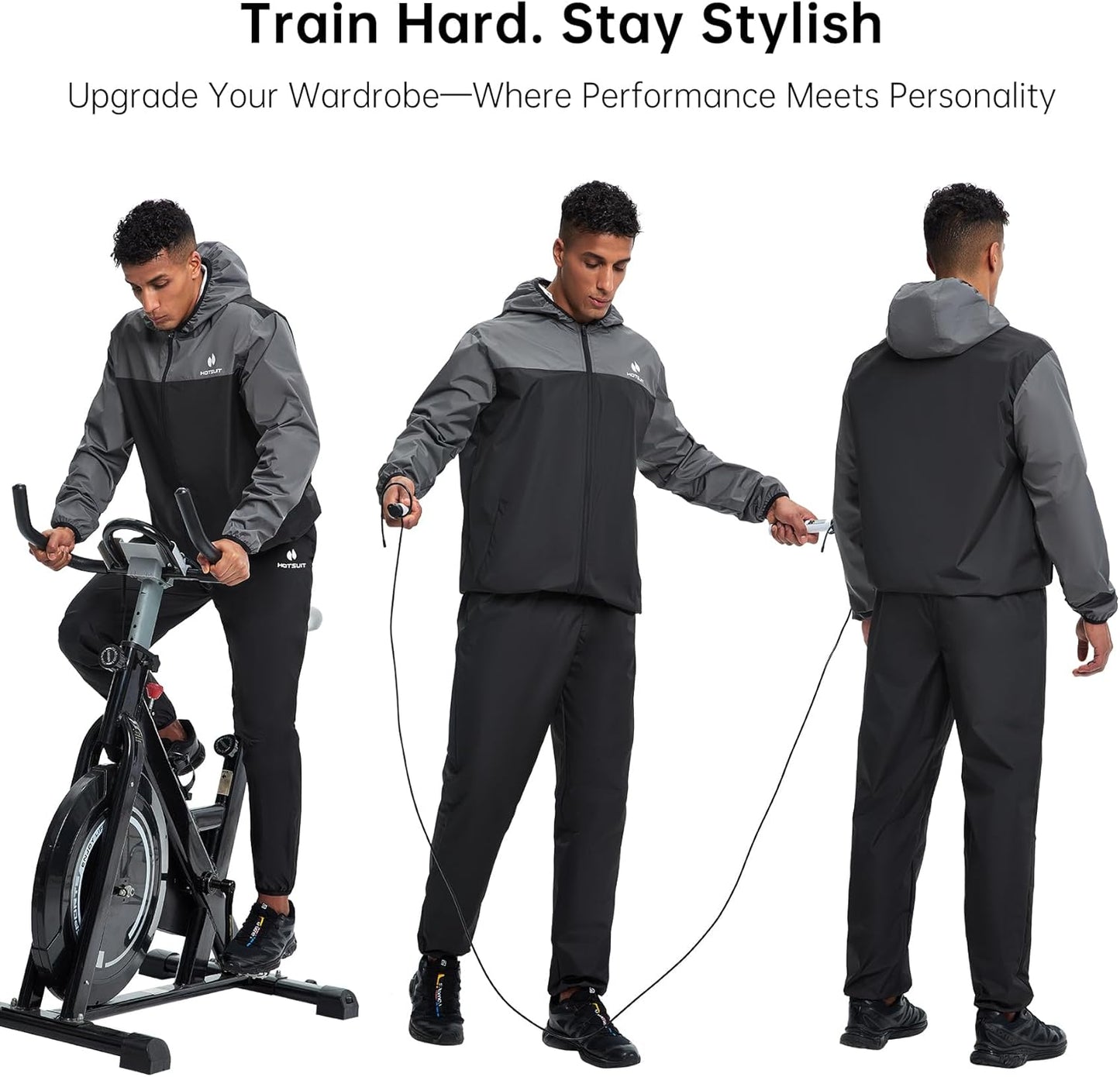 HOTSUIT Sauna Suit for Men Sweat Suits Gym Workout Exercise Sauna Jacket Pant Full Body