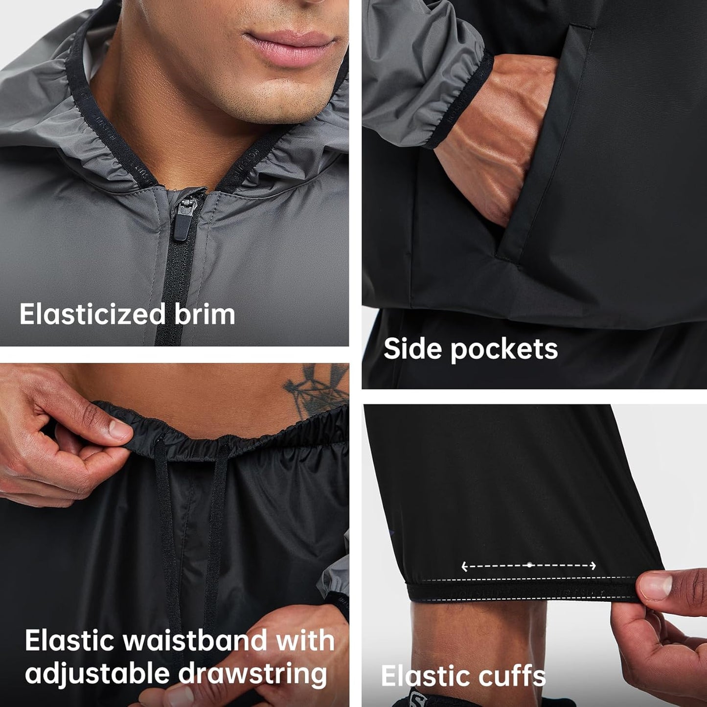 HOTSUIT Sauna Suit for Men Sweat Suits Gym Workout Exercise Sauna Jacket Pant Full Body