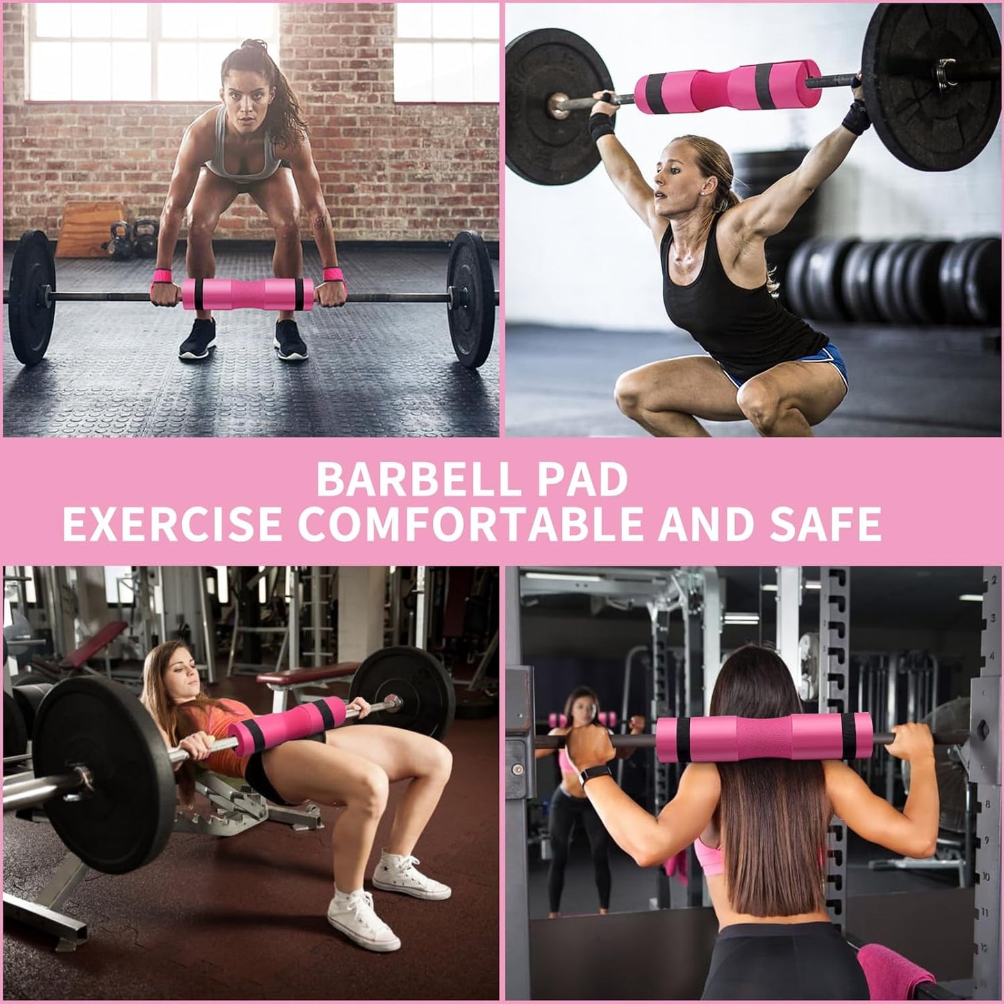 Barbell Pad Set, 9Pcs Barbell Squat Pad for Women Hip Thrusts, Lunges, Leg Day with 2 Gym Ankle Straps, 3 Hip Resistance Bands, 2 Lifting Strap, Carry Bag Barbell Pad