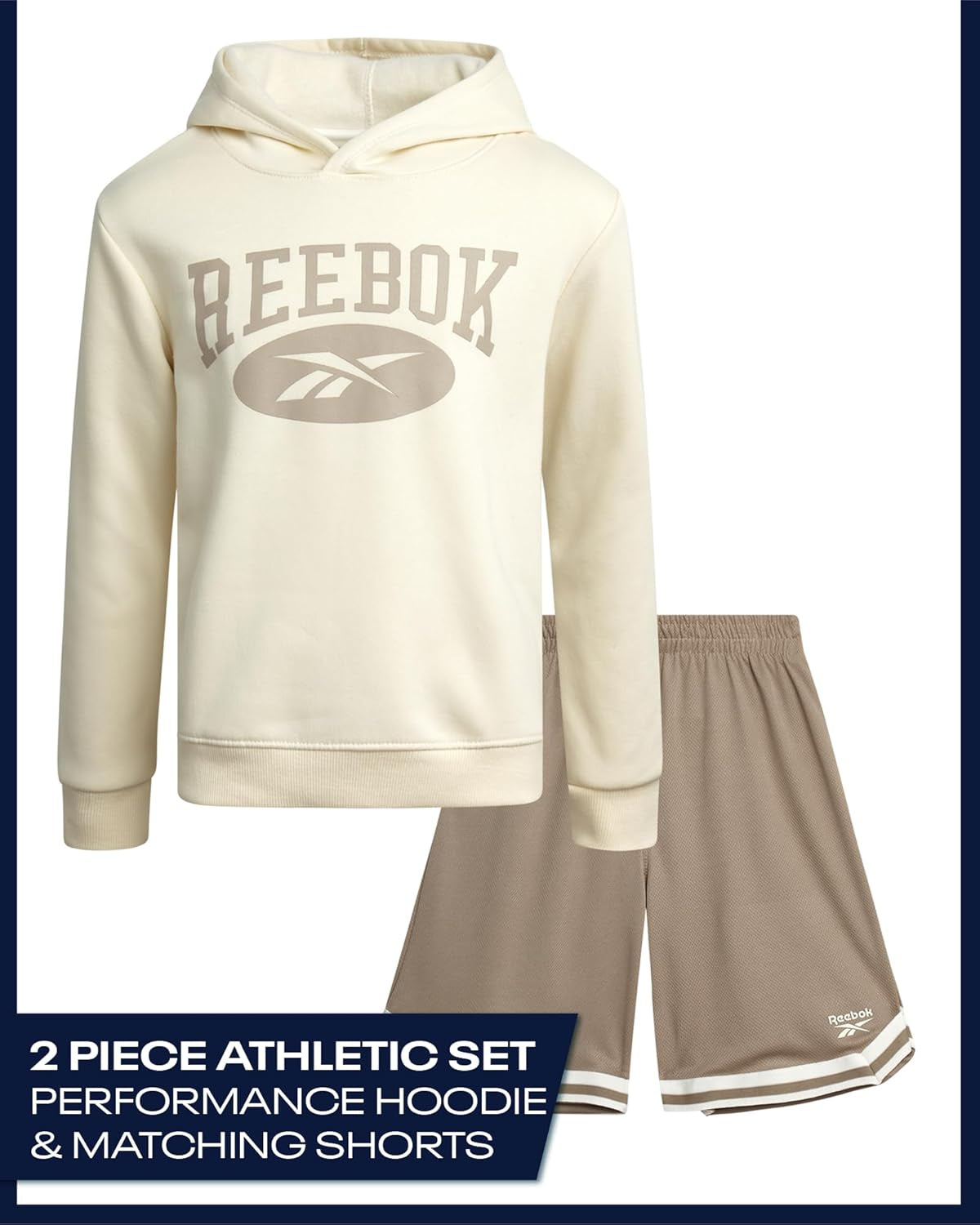 Boys' Active Sweatsuit - 2 Piece Performance Knit Pullover Hoodie Sweatshirt and Sweat Shorts - Athleisure Set (8-12)