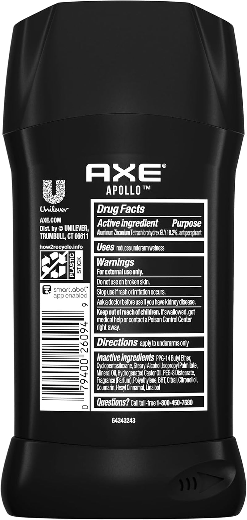 Apollo 48H Dry Antiperspirant and Deodorant Stick by for Men - 2.7 Oz Deodorant Stick, 79.849999999999994 Millilitre