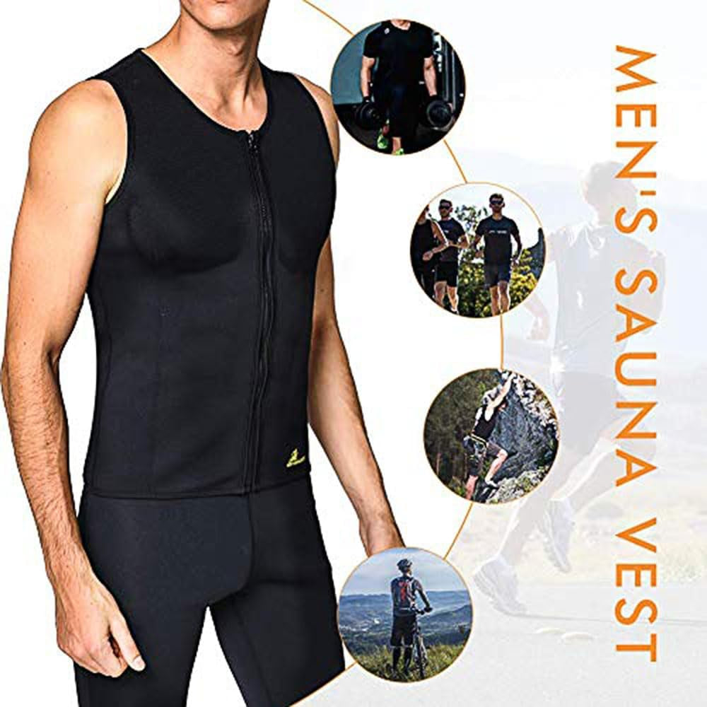 Waist Trainer Sweat Vest for Men,Hot Neoprene Sauna Tank Top Vest with Zipper,Gym Workout Suit