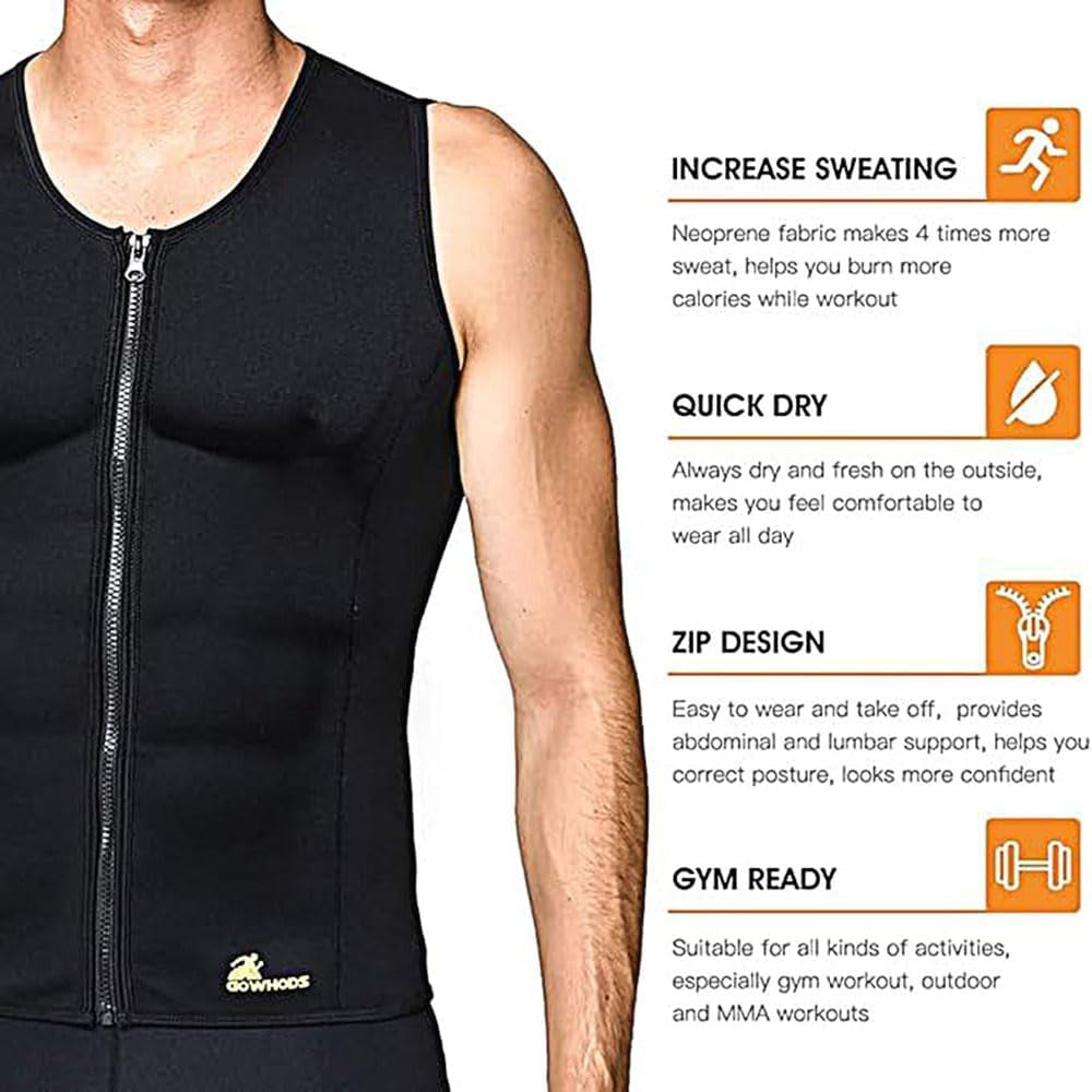 Waist Trainer Sweat Vest for Men,Hot Neoprene Sauna Tank Top Vest with Zipper,Gym Workout Suit