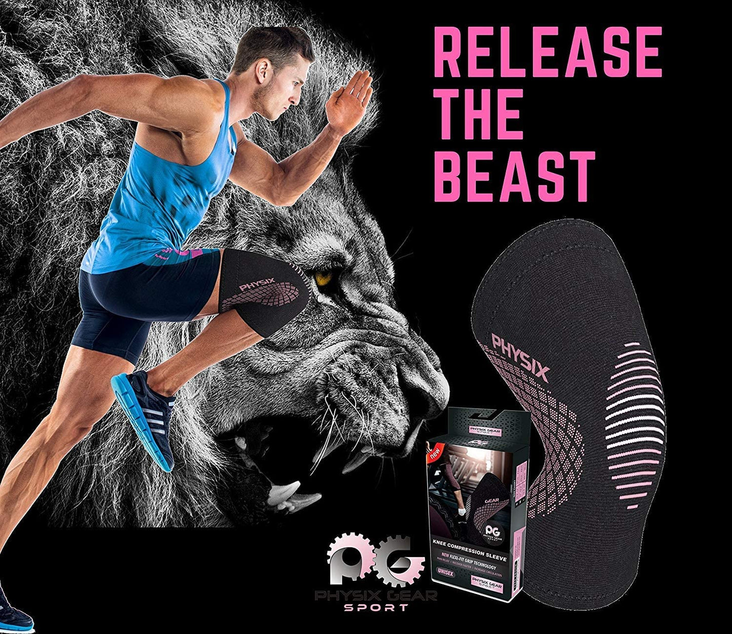 Physix Gear Compression Knee Sleeve for Men and Women - Optimal Support and Stability for Sports, Exercise, and Daily Activities