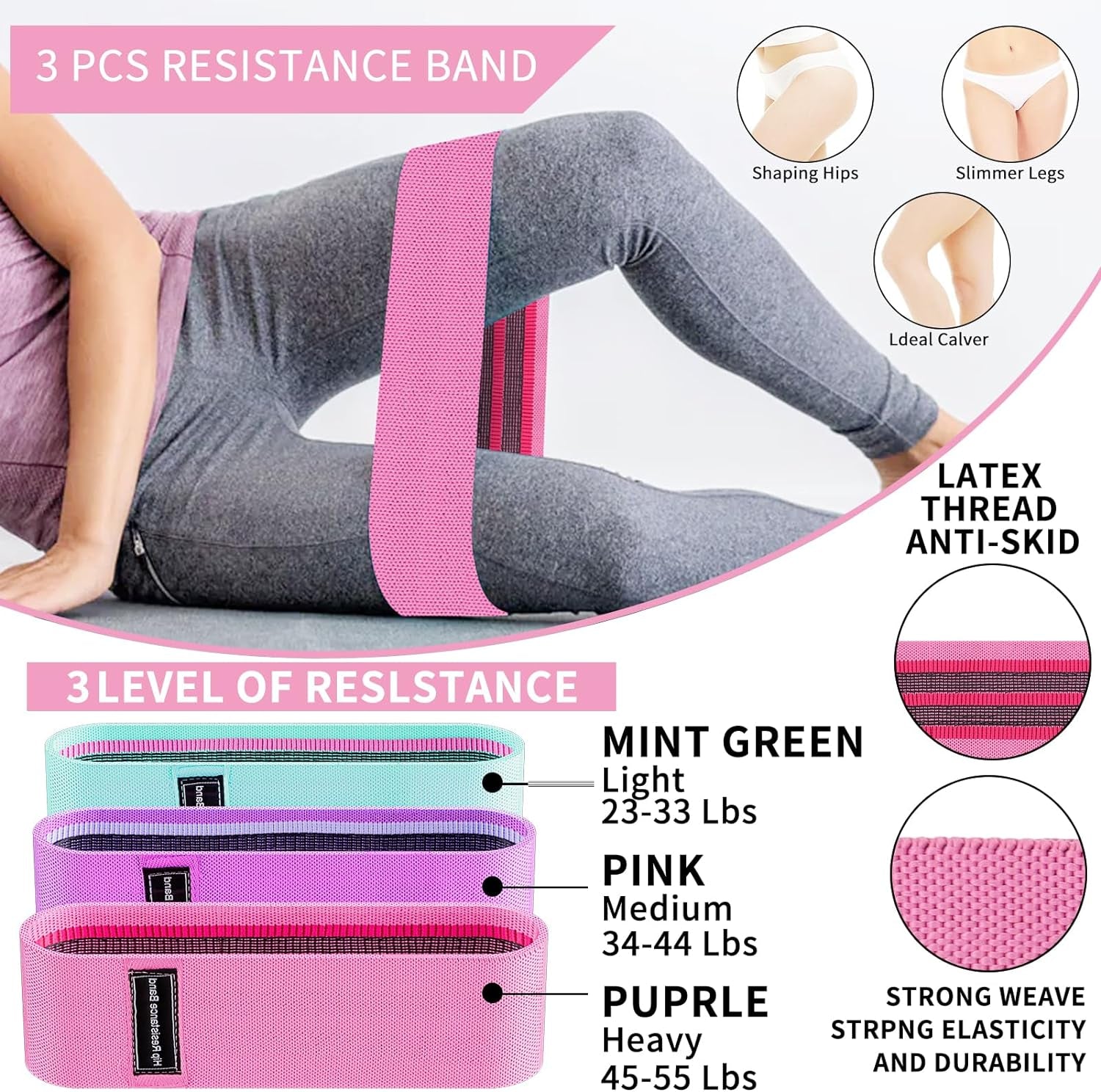 Barbell Pad Set, 9Pcs Barbell Squat Pad for Women Hip Thrusts, Lunges, Leg Day with 2 Gym Ankle Straps, 3 Hip Resistance Bands, 2 Lifting Strap, Carry Bag Barbell Pad