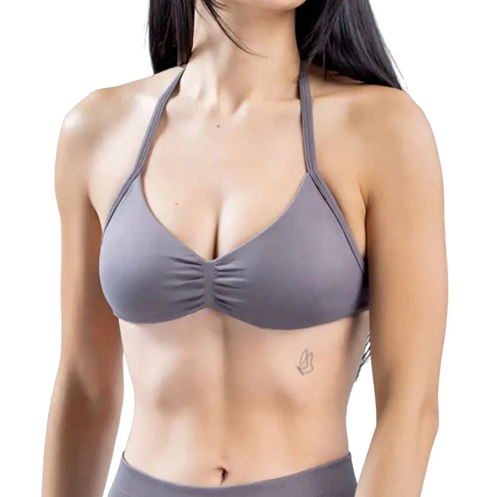 Womens Sports Bra Strappy Bra Open Back Workout Yoga Top Gym Backless Workout Bras Halter Top for Yoga Gym Workout Fitness