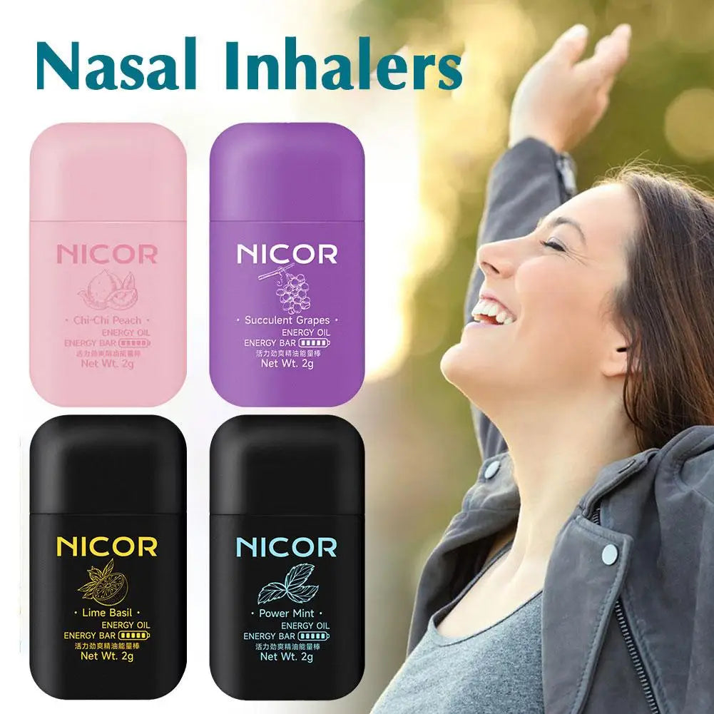Portable Nasal Inhaler Mint Energy Oil Bar Double Hole Aromatherapy Nasal Stick Boost Energy for Headaches Stuffy Nose