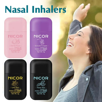 Portable Nasal Inhaler Mint Energy Oil Bar Double Hole Aromatherapy Nasal Stick Boost Energy for Headaches Stuffy Nose