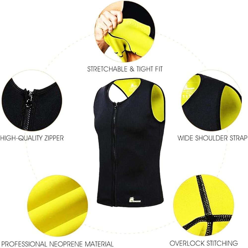 Waist Trainer Sweat Vest for Men,Hot Neoprene Sauna Tank Top Vest with Zipper,Gym Workout Suit