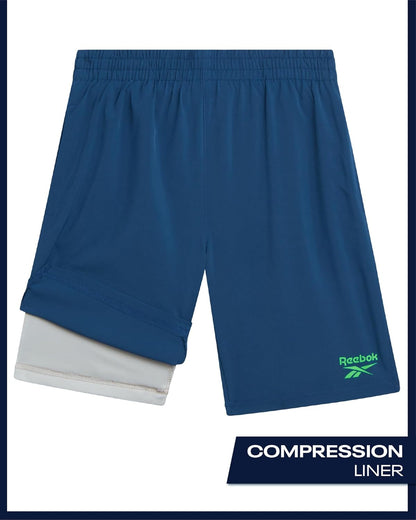 Boys Athletic Shorts Set - 2 Piece Summer Clothes Outfit with Graphic Tee and Gym Shorts with Inner Compression Lining