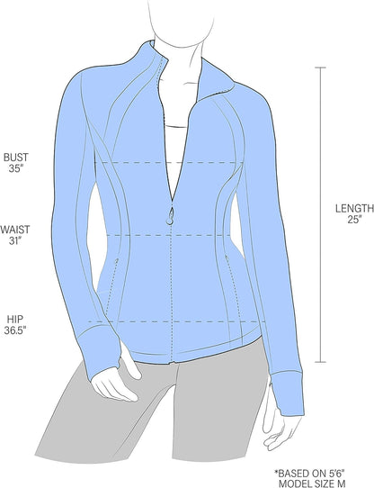Lightweight Full Zip Athletic Track Jacket with Slim Fit and Thumbholes