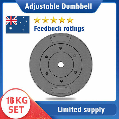 16Kg Adjustable Dumbbell Set Barbell Home GYM Exercise Weights Fitness Workout