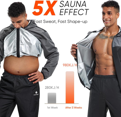 HOTSUIT Sauna Suit for Men Sweat Suits Gym Workout Exercise Sauna Jacket Pant Full Body