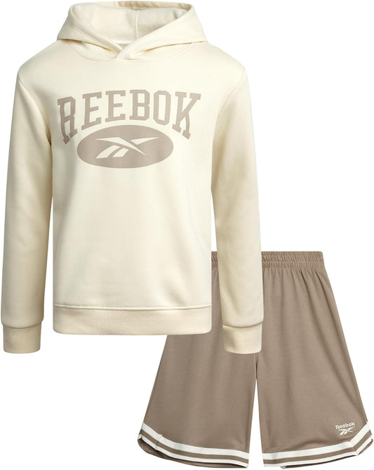 Boys' Active Sweatsuit - 2 Piece Performance Knit Pullover Hoodie Sweatshirt and Sweat Shorts - Athleisure Set (8-12)