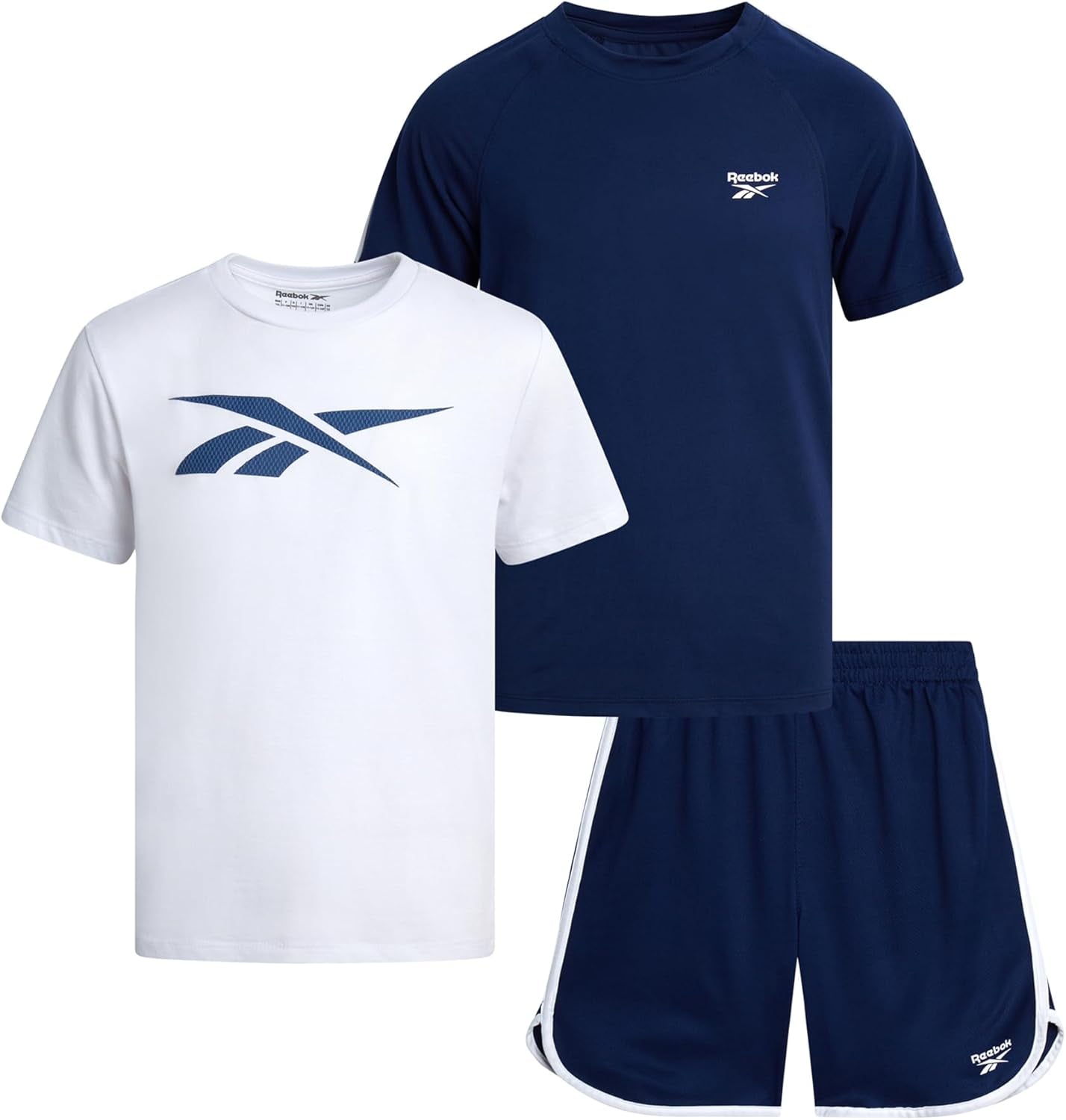 Boys Athletic Shorts Set - 3 Piece Summer Clothes Outfit with Graphic Tees and Boys Basketball Shorts for Active Kids