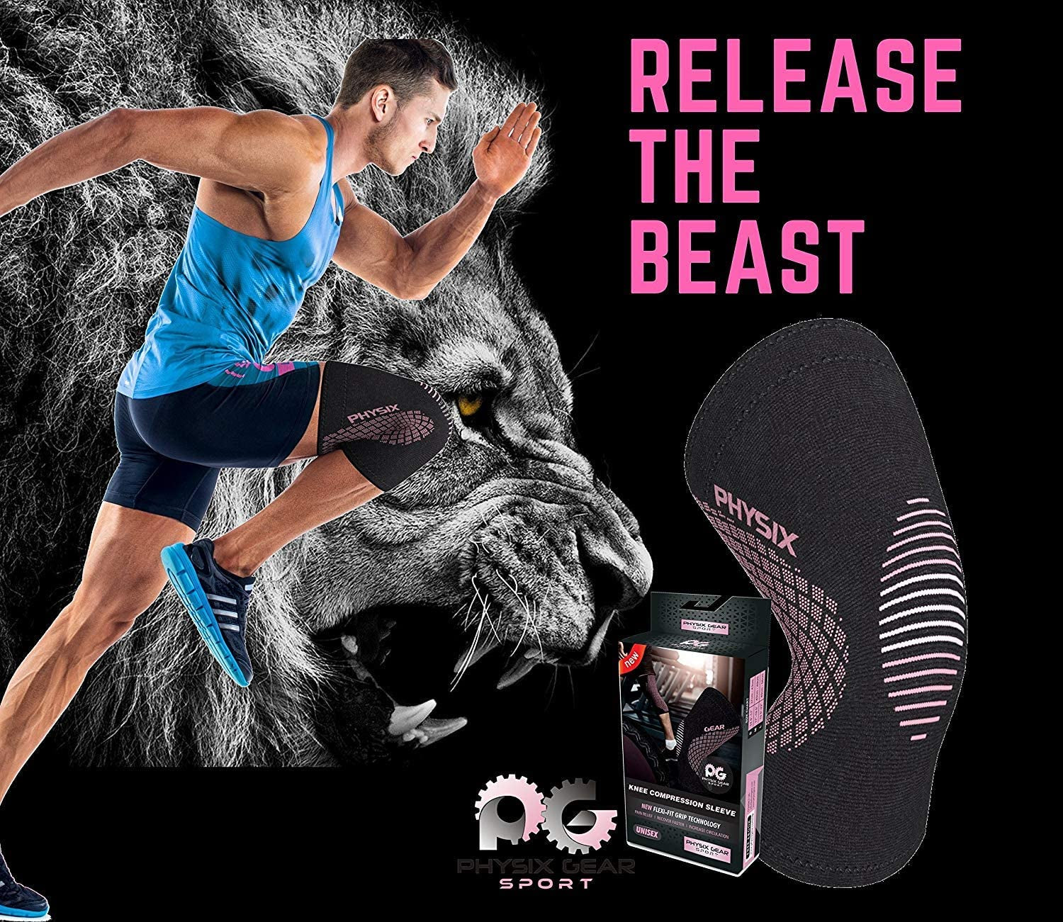 Physix Gear Compression Knee Sleeve for Men and Women - Optimal Support and Stability for Sports, Exercise, and Daily Activities
